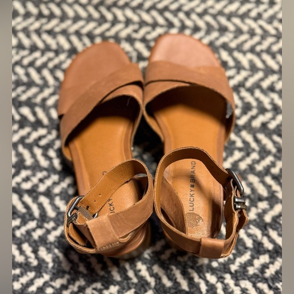 LUCKY BRAND Famla Platform Leather Sandal in Tan Size 8.5 - Picture 4 of 9